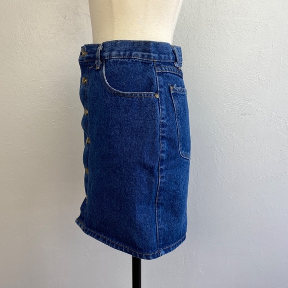 Vintage 90s B Bronson Women Denim Skirt Size 7 Button Front Five Pocket Mini USA - Picture 5 of 11